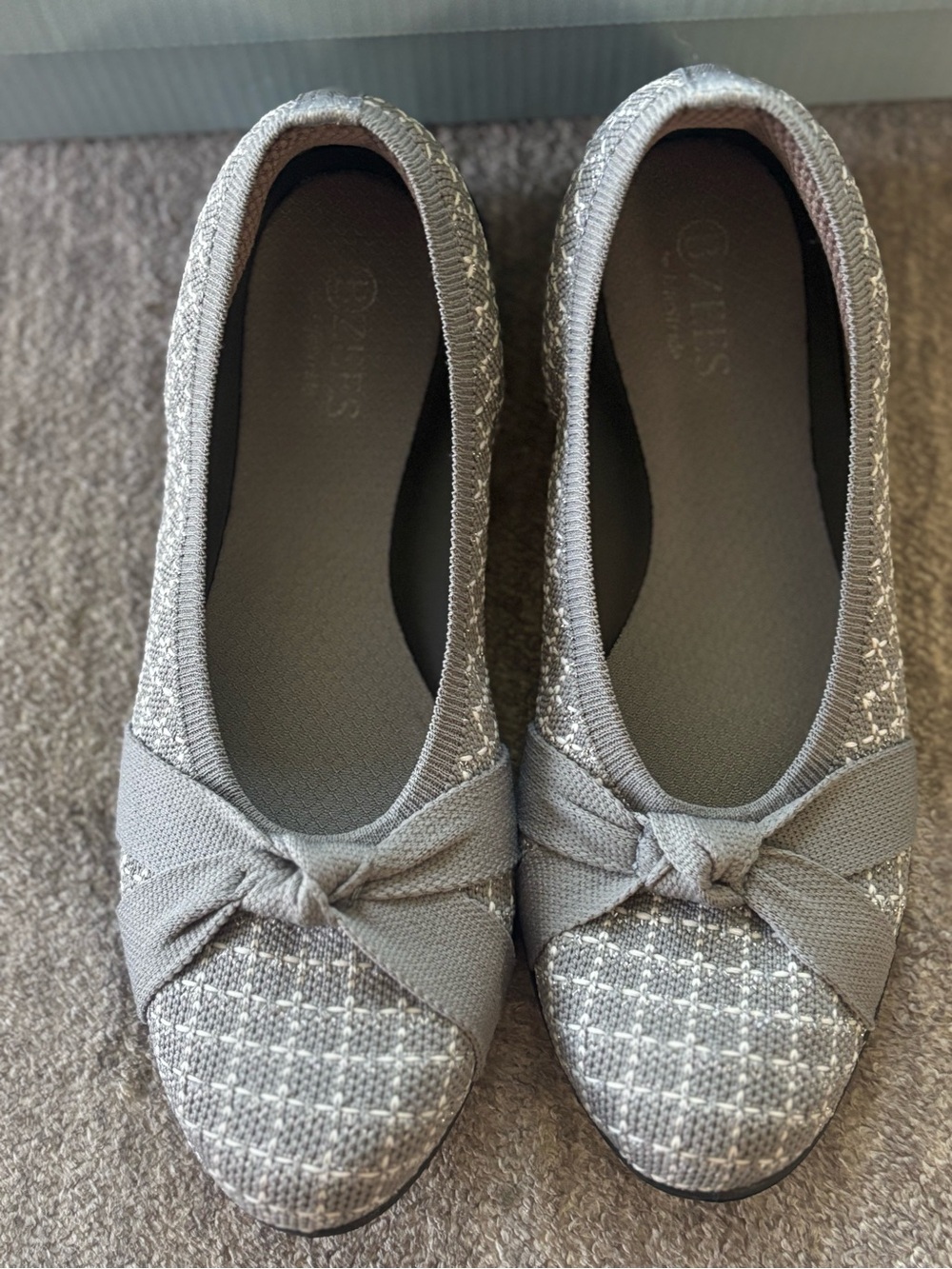 LifeStride Kissed Women's Flats Gray Knit Plaid New 6M